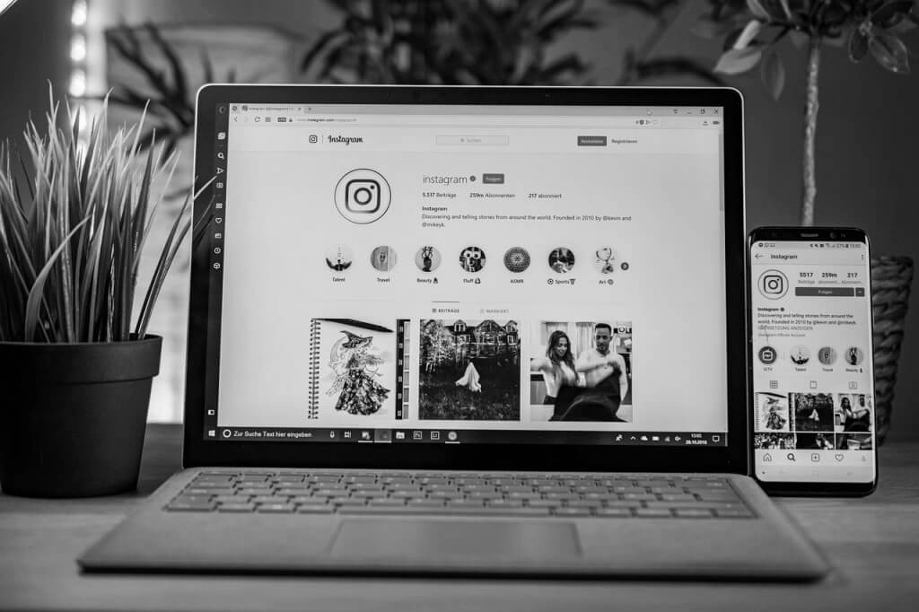Instagram på desktop og mobil