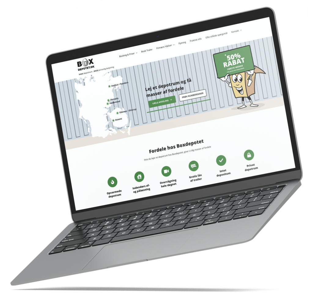 Boxdepotet website mockup