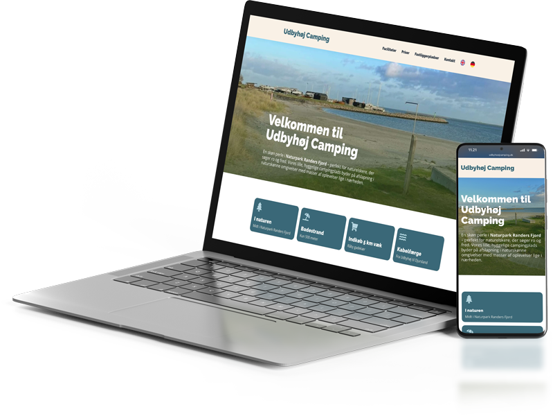 Udbyhøj camping webdesign mockup
